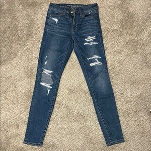 American Eagle Outfitters Blue Skinny Distressed Jeans
